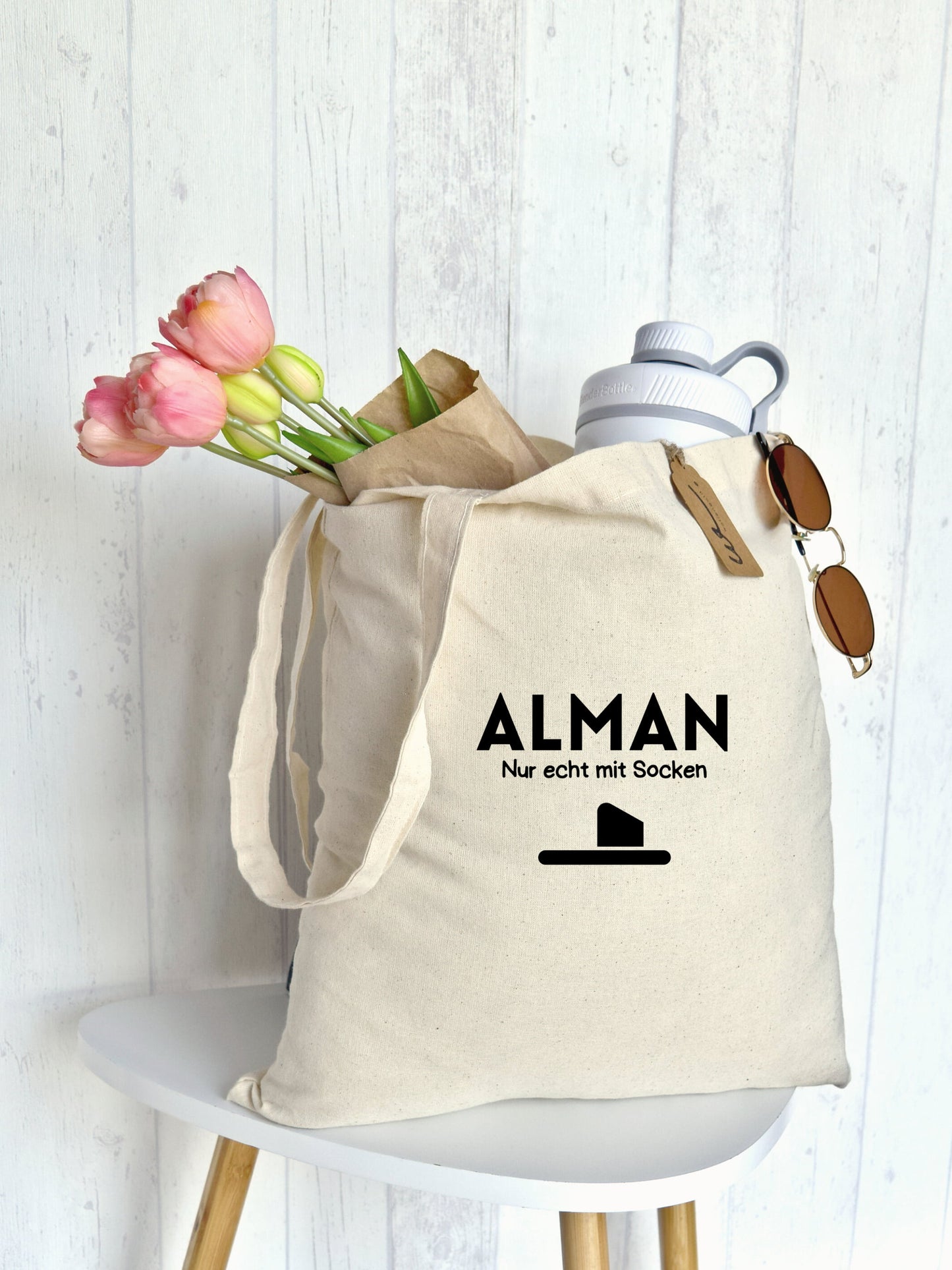 Baumwolltasche "ALMAN - Nur echt mit Socken"