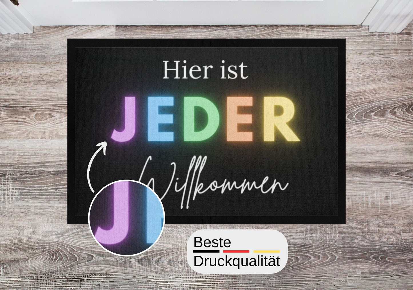 Fußmatte "Hier ist jeder Willkommen" für innen & außen