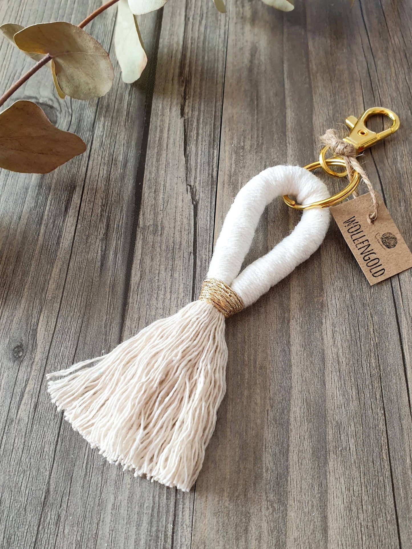 Makramee Schlüsselanhänger 'Gold Loop' Farbwahl