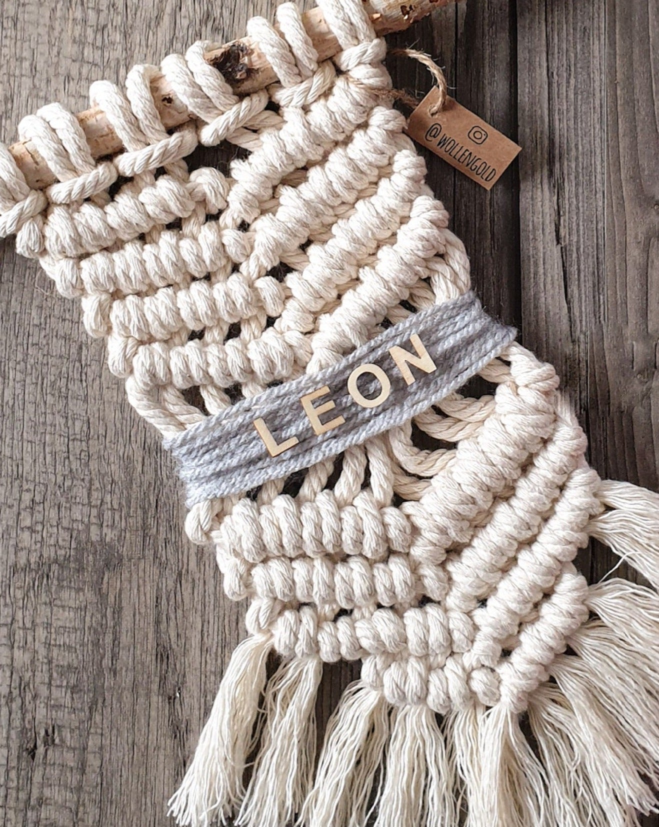 Makramee Wandbehang mit Name & Farbe personalisiert