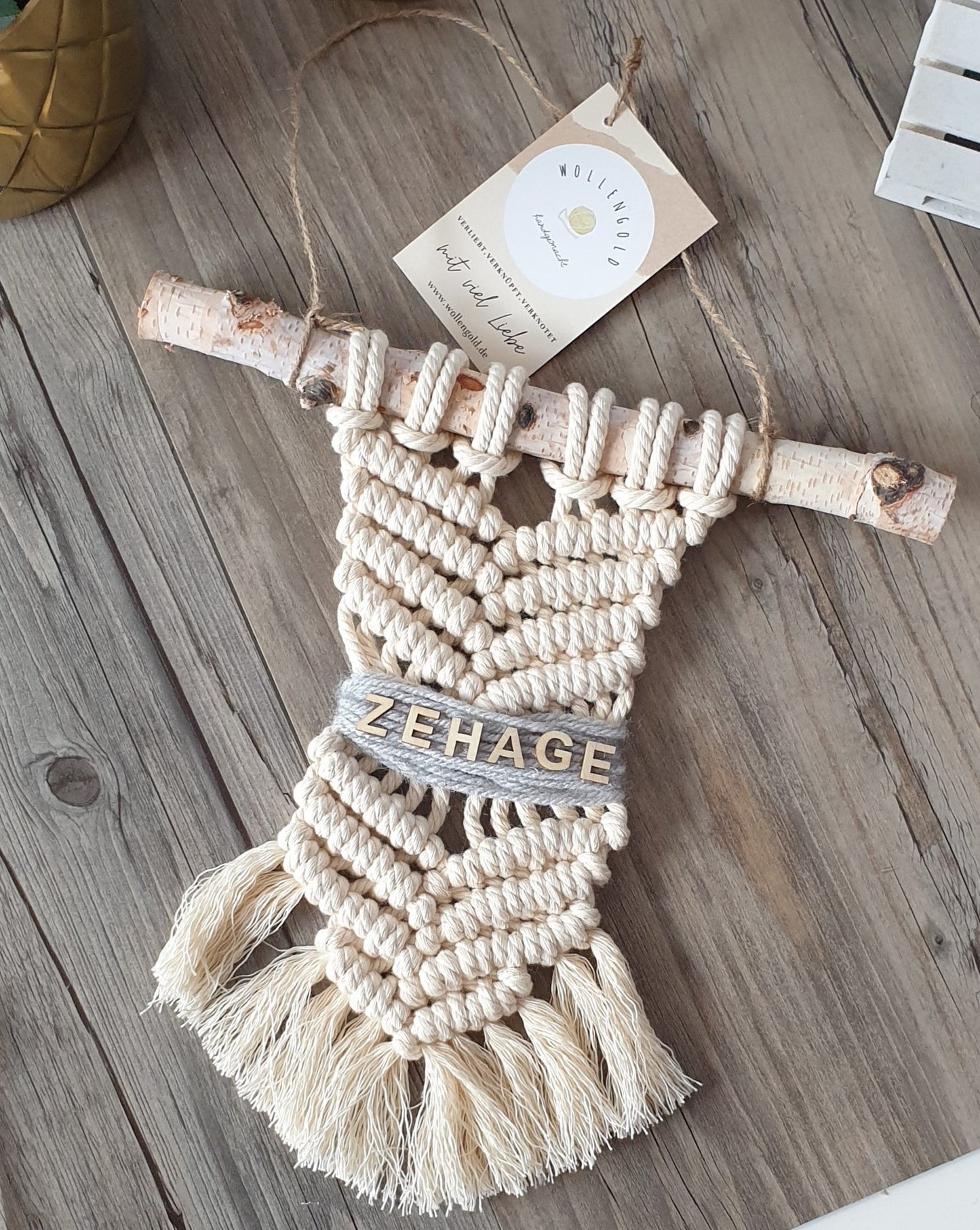 Makramee Wandbehang mit Name & Farbe personalisiert
