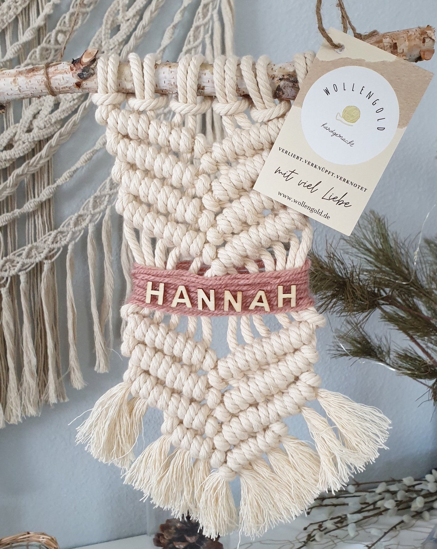 Makramee Wandbehang mit Name & Farbe personalisiert