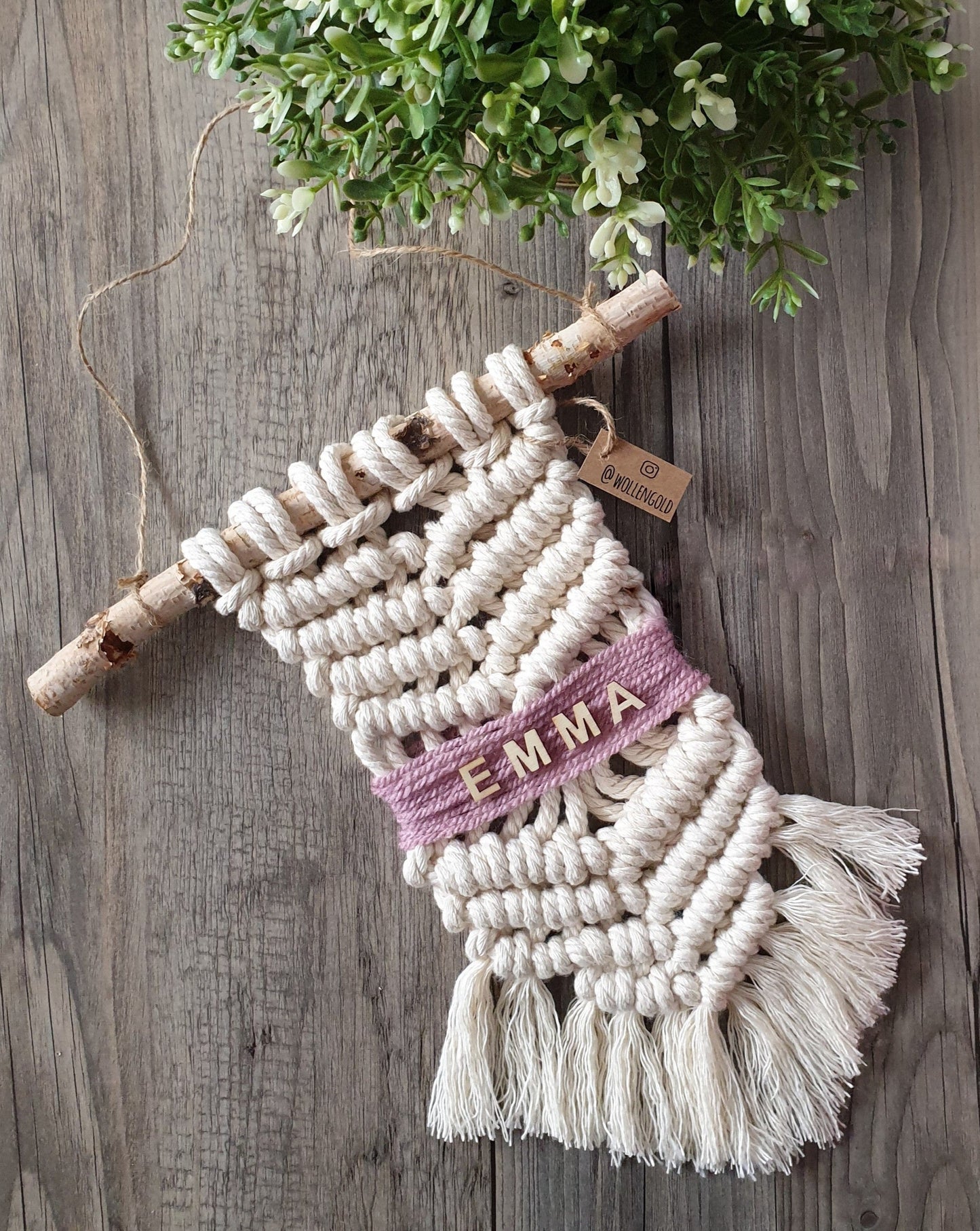 Makramee Wandbehang mit Name & Farbe personalisiert