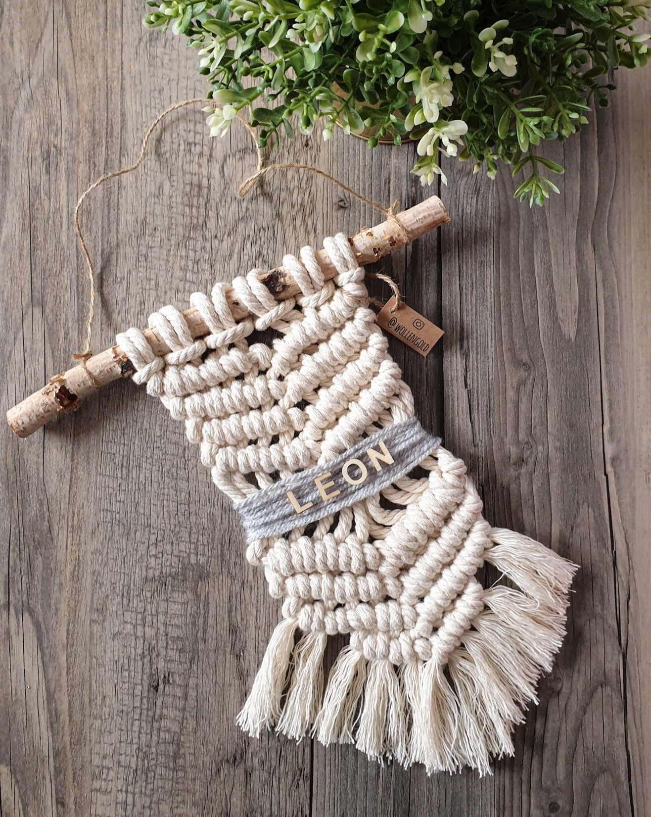 Makramee Wandbehang mit Name & Farbe personalisiert
