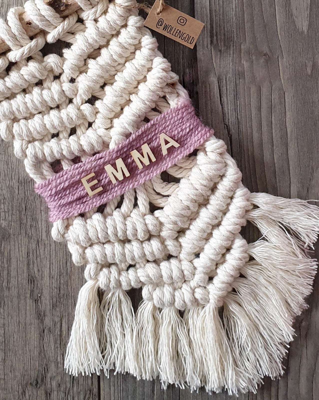 Makramee Wandbehang mit Name & Farbe personalisiert