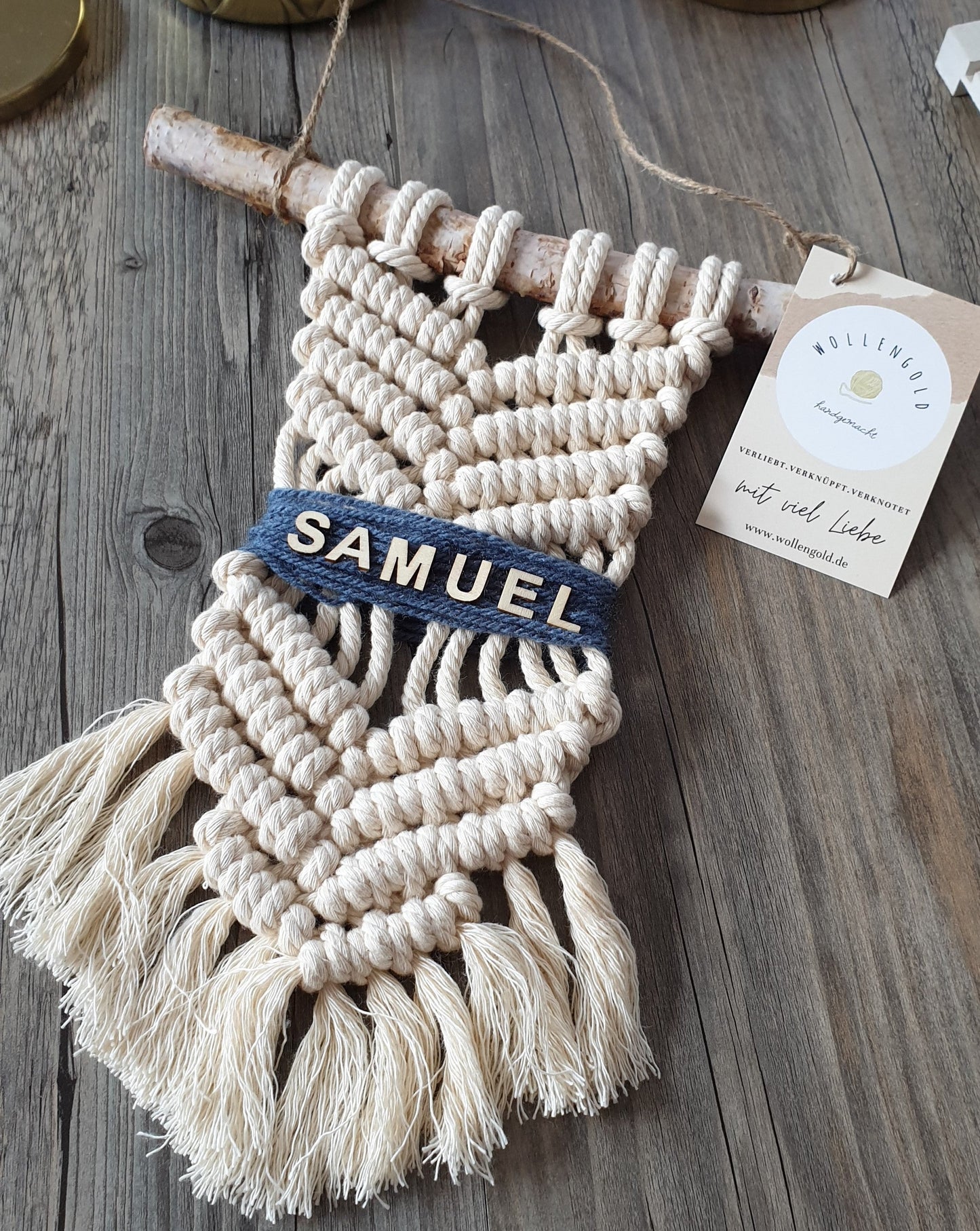 Makramee Wandbehang mit Name & Farbe personalisiert