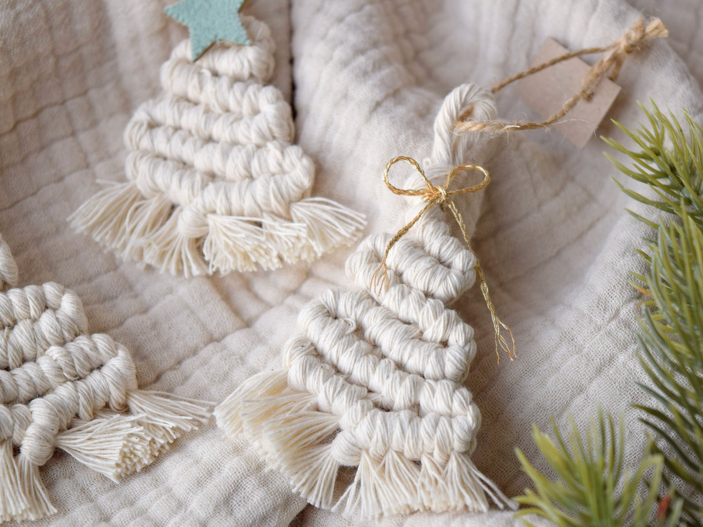 Makramee Baumschmuck Set 'Boho Tanne' 3tlg.