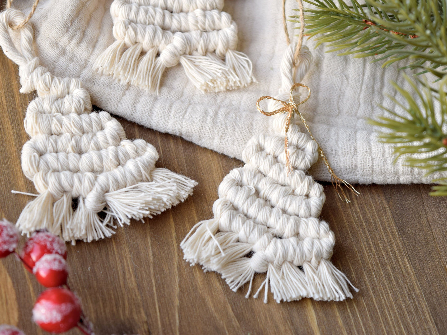Makramee Baumschmuck Set 'Boho Tanne' 3tlg.