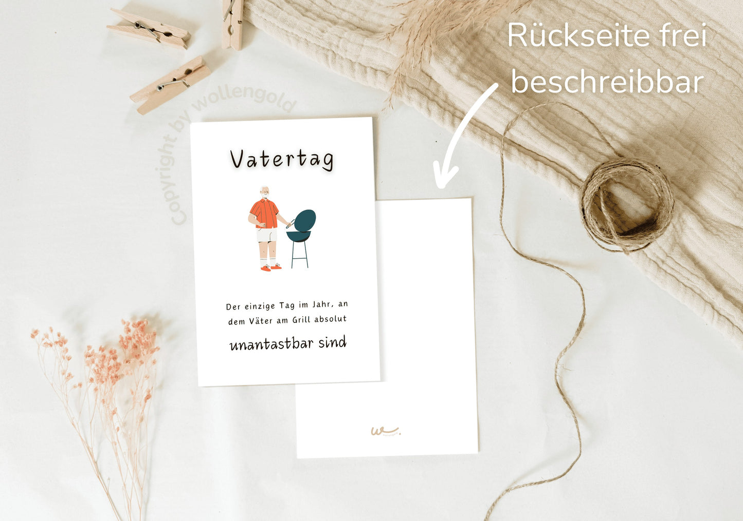 Lustige Grußkarte Vatertag - unantastbar am Grill