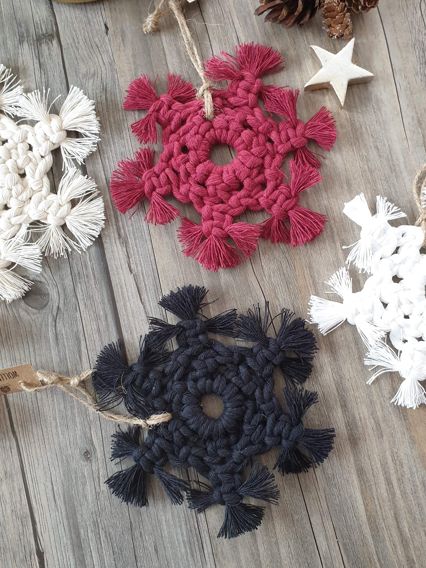 Makramee Baumschmuck Schneeflocke groß