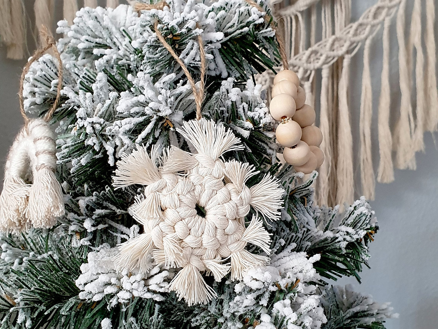 Makramee Baumschmuck Schneeflocke klein