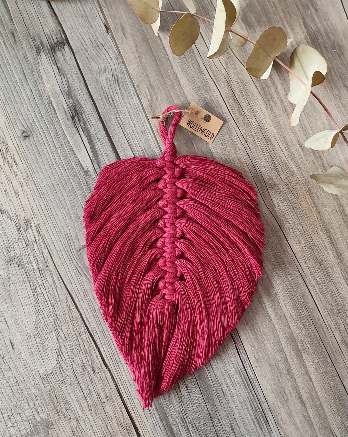 Makramee Feder Wanddeko 17,5cm