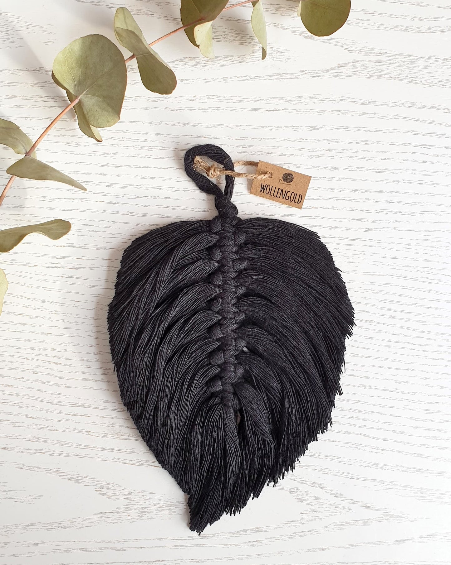 Makramee Feder Wanddeko 17,5cm