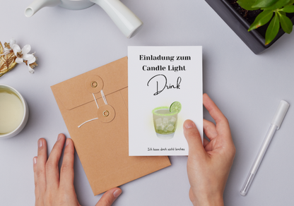 Grußkarte 'Einladung zum Candle Light Dinner/Drink'