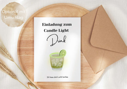 Grußkarte 'Einladung zum Candle Light Dinner/Drink'