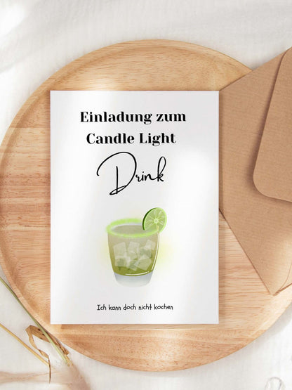 Grußkarte 'Einladung zum Candle Light Dinner/Drink'