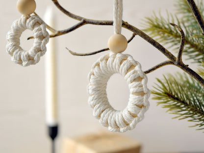 Makramee Baumschmuck Holz-Ornamente 3tlg.