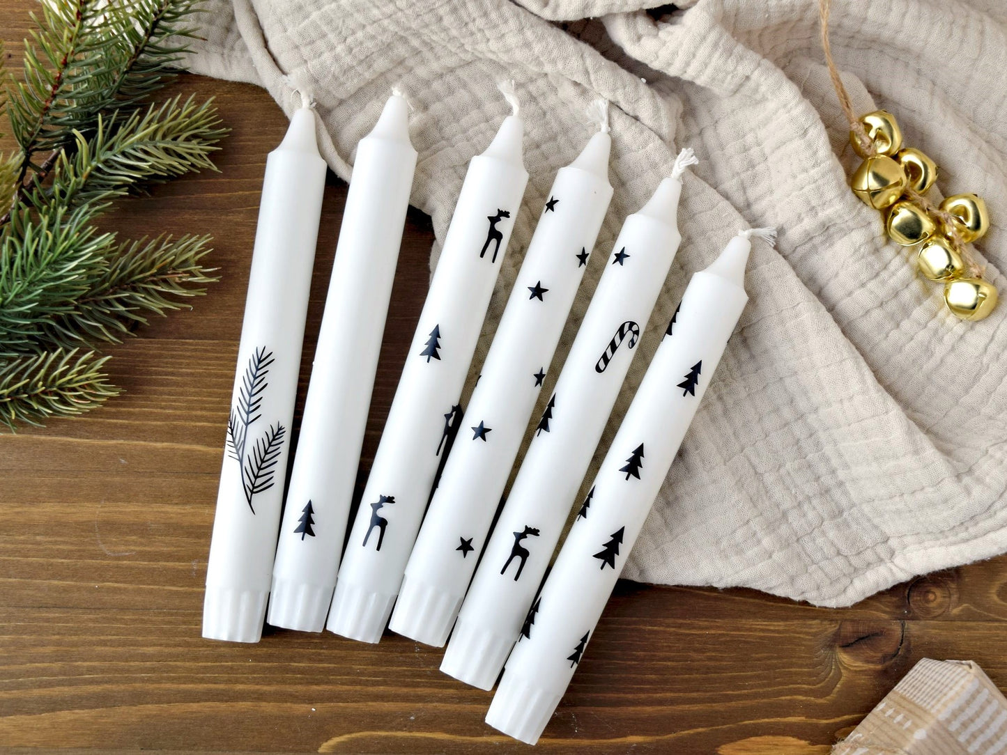 Weihnachtliche Stabkerzen 2er Set 'Mix & Match' frei wählbar