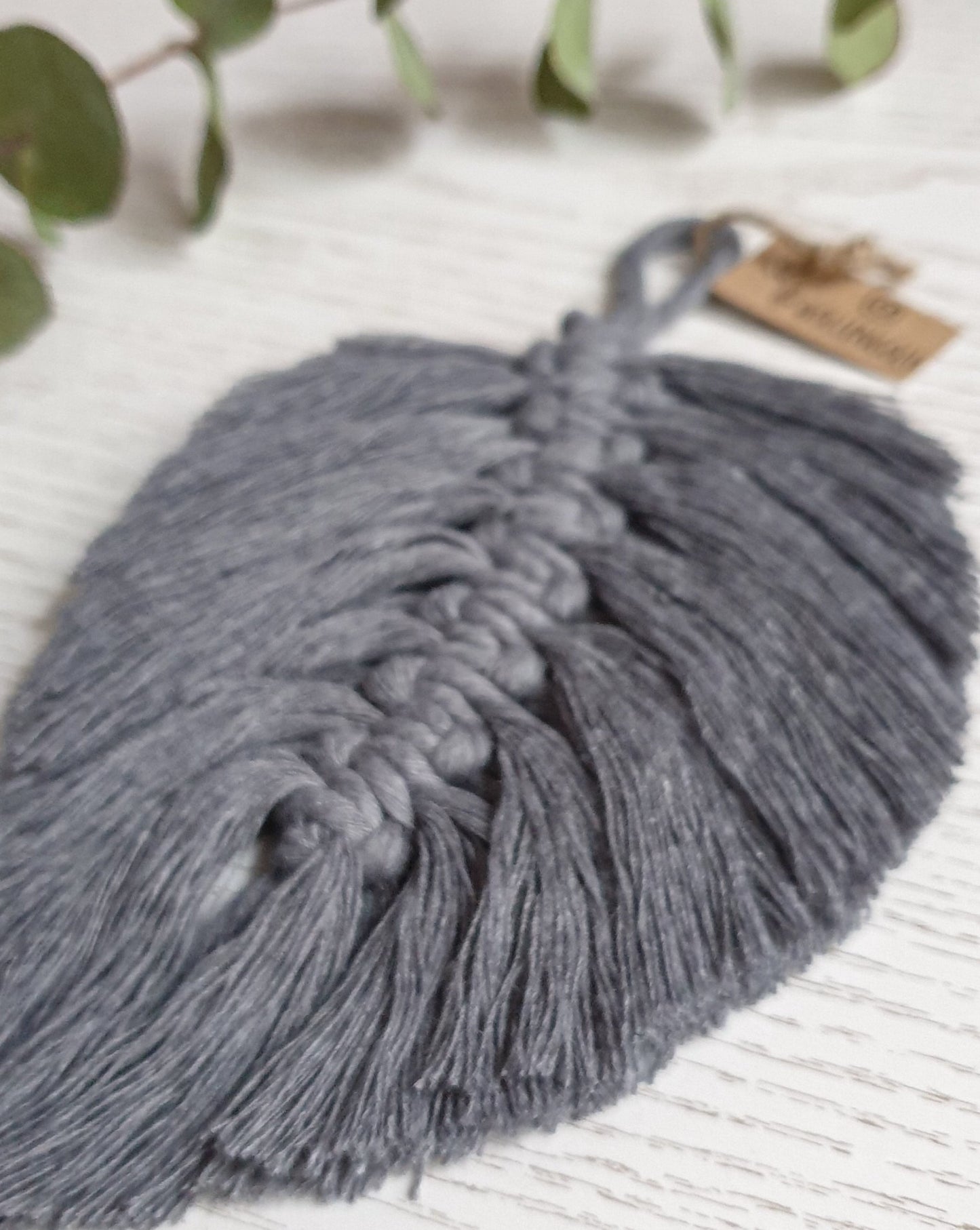 Makramee Feder Wanddeko 17,5cm
