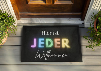 Fußmatte "Hier ist jeder Willkommen" für innen & außen