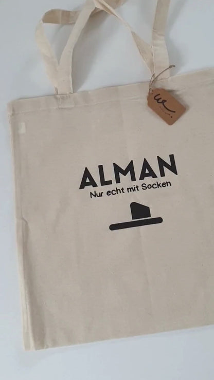 Baumwolltasche "ALMAN - Nur echt mit Socken"