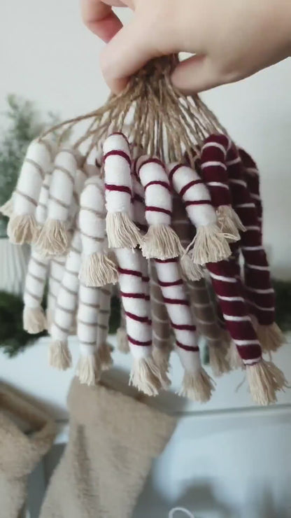 Makramee Zuckerstange Baumschmuck Anhänger einzeln